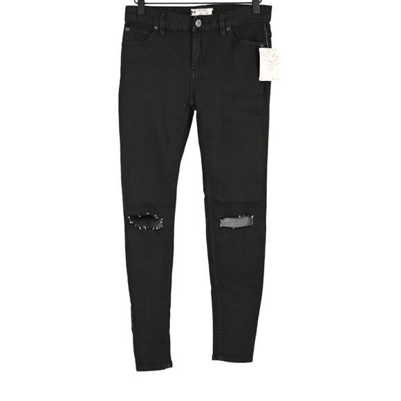 Free People Destroyed Black Jeans Size 26 NWT - Picture 1 of 10